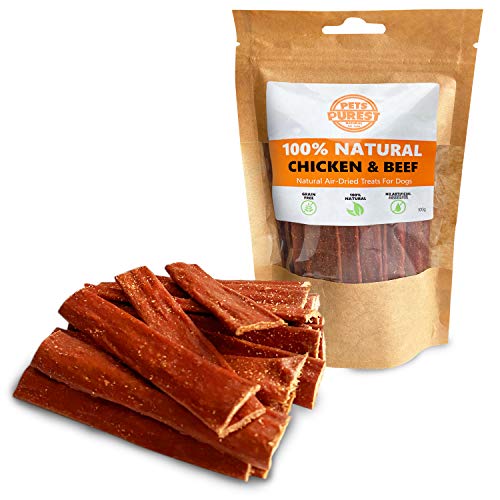 Pets Purest Dog Treats Chicken Beef Strips - 100% Natural Air-Dried Chews for Dogs, Puppy & Senior. Healthy…