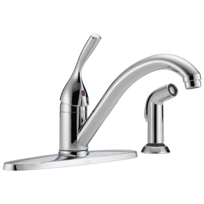 Delta 400-DST, Single-Handle Kitchen Faucet with Spray, 8" Center, Chrome, 1.5 gpm, Classic Collection - Image 1