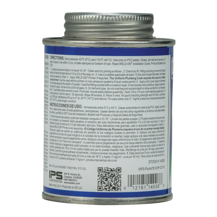 1/2 Pint PVC Pipe Cement with Applicator Cap - Image 3