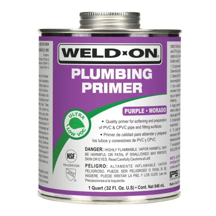 1 Quart Pipe Primer for PVC & CPVC, Purple - Image 1
