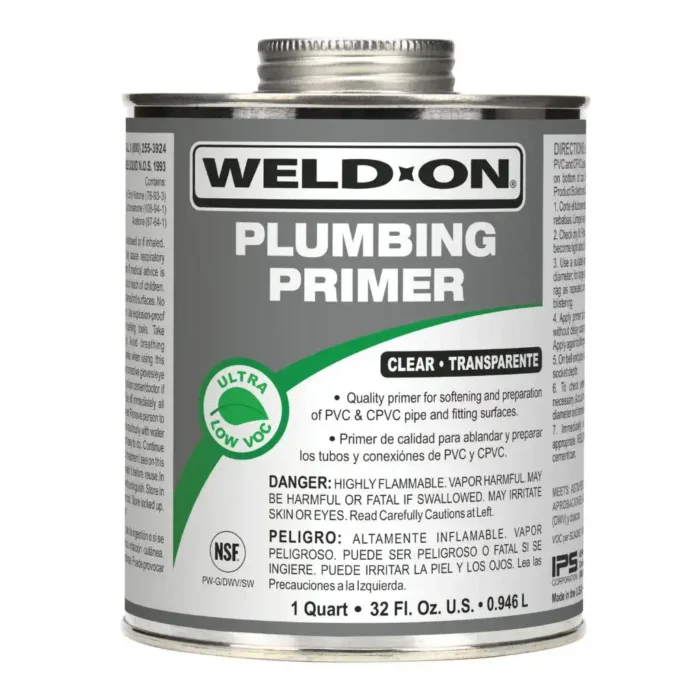 1 Quart Pipe Primer for PVC & CPVC, Clear - Image 1