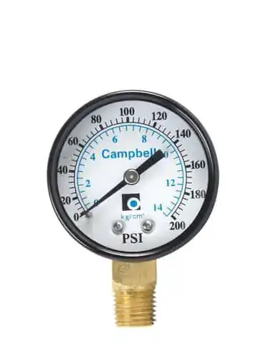 2" x 1/4" Brass Pressure Gauge, Lead-Free, 60 PSI