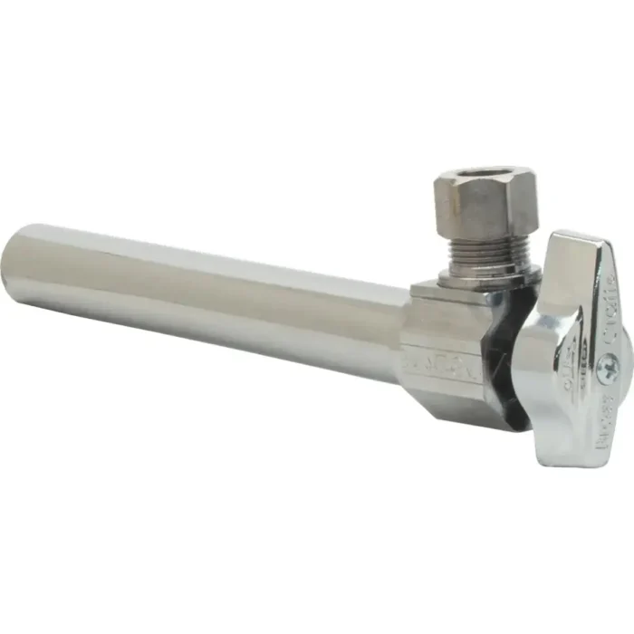 1/2" x 3/8" Brass 1/4 Turn Angle Ball Stop - Image 1