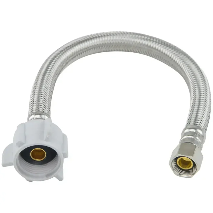 16" Stainless Steel Toilet Supply Line 7/8" Ballcock x 3/8" Compression, Plastic Nut - Image 1