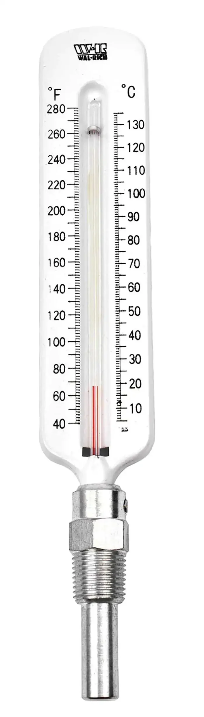 1/2" Hot Water Thermometer, Steel Well, Straight - Image 1