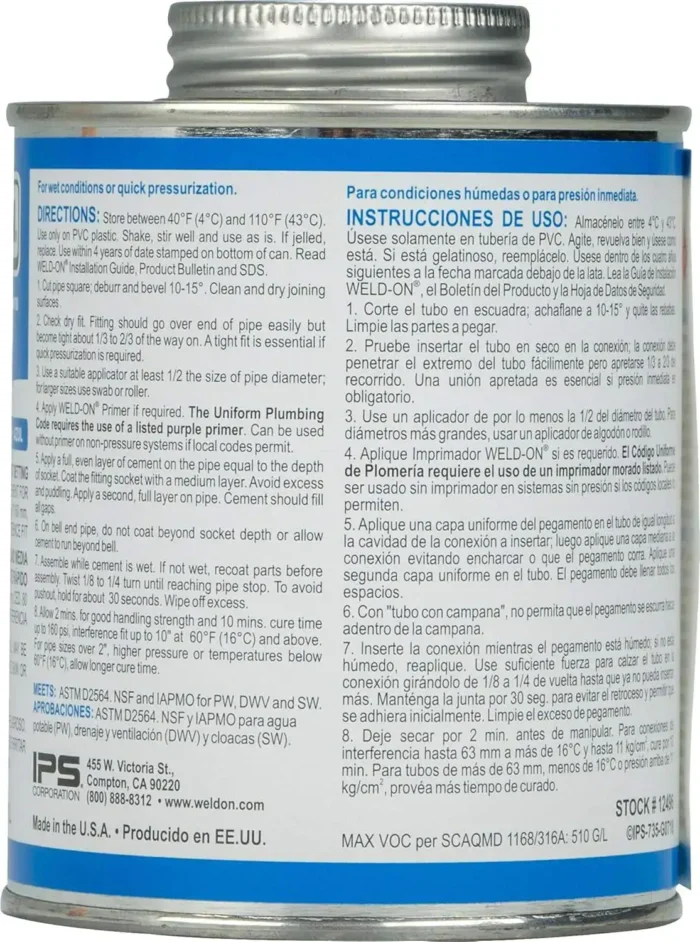 1 Pint PVC Cement with Applicator Cap - Image 2