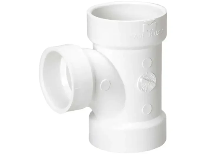 4 inch x 4 inch x 2 inch PVC DWV Reducing Sanitary Tee Plastic x Plastic x Plastic - Image 1